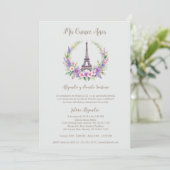 Spanish Quinceañera Romantic Eiffel Tower Photo Einladung (Stehend Vorderseite)
