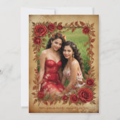 Spanish Quinceañeras Vintage Romantic Photo Einladung (Rückseite)