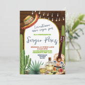 Spanish Raise a glass for Tequila Birthday Einladung (Stehend Vorderseite)