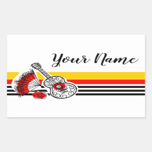 Spanish Souvenirs Classic Stripe Namensfeld Rechteckiger Aufkleber