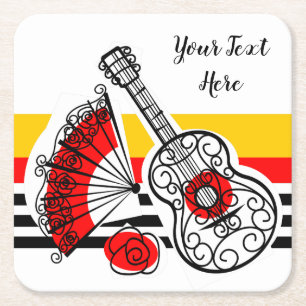 Spanish Souvenirs Classic Stripe Text Square Rechteckiger Pappuntersetzer