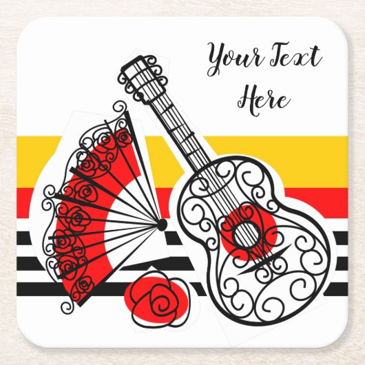Spanish Souvenirs Classic Stripe Text Square Rechteckiger Pappuntersetzer (Vorderseite)