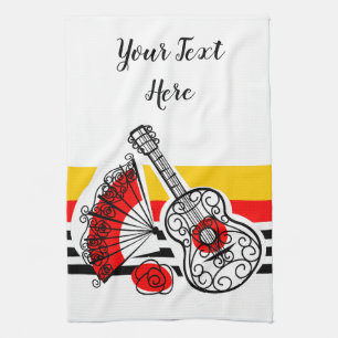 Spanish Souvenirs Classic Stripe Text vertikal Geschirrtuch