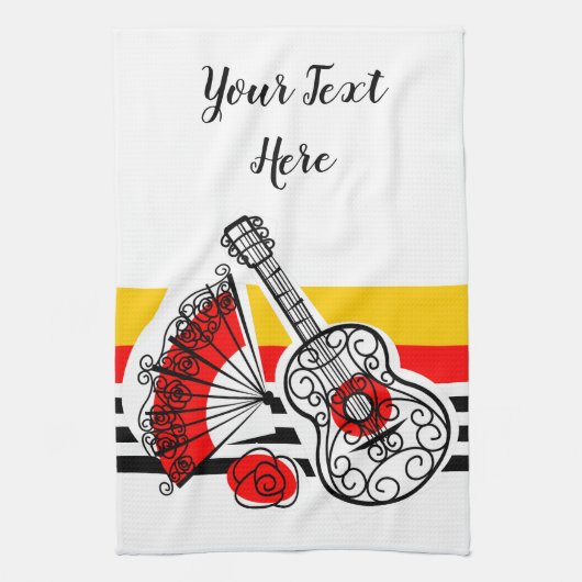 Spanish Souvenirs Classic Stripe Text vertikal Geschirrtuch (Vertikal)