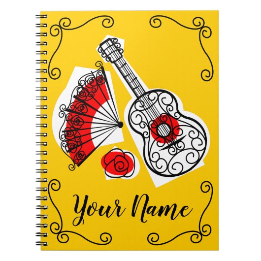 Spanish Souvenirs Corners Name Notebook Notizblock (Vorderseite)