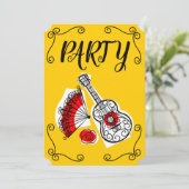 Spanish Souvenirs Corners Party vertikal Einladung (Stehend Vorderseite)