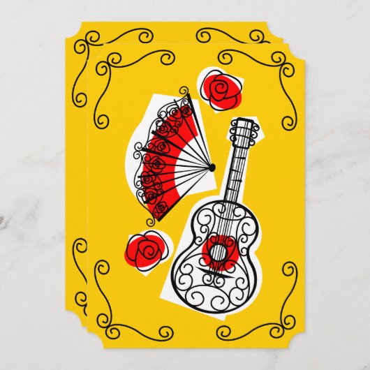 Spanish Souvenirs Corners vertikale Einladung (Vorne/Hinten)