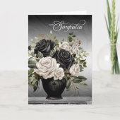 Spanish Sympathy Vase of Black and White Roses Karte (Vorderseite)
