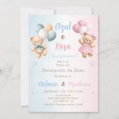 Spanish Teddy Bear Gender Reveal Invitation Einladung (Vorderseite)