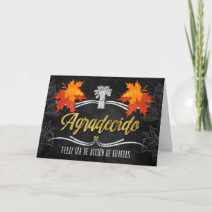 Spanish Thanksgiving Grateful Blessings Chalkboard Feiertagskarte