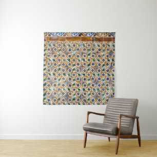 Spanish Tiles #2 #travel #pattern #wall #art Wandteppich