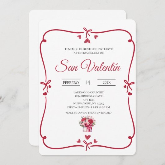 Spanish Valentines day Einladung (Vorne/Hinten)
