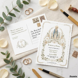 Spanish Virgin Mary Catholic Reserva la Fecha Postkarte