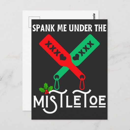 Spank mich unter dem Mistletowein Weihnachtssüßer Postkarte (Vorne/Hinten)