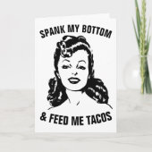 SPANKING TACOS RETRO HOUSEWIFE GREETKARTEN KARTE (Vorderseite)