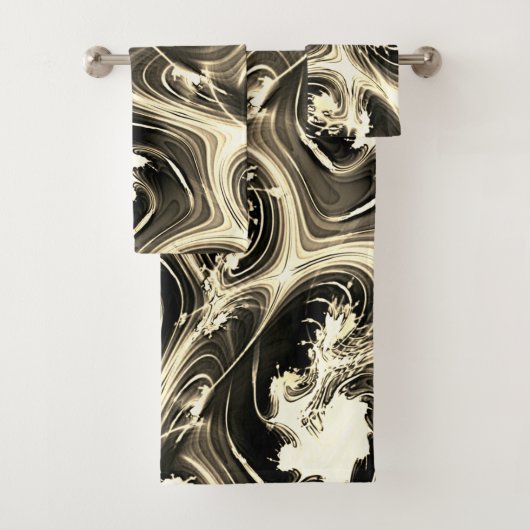 Spannende Fraktal-Verbindung von hellen beigen Str Badhandtuch Set (Insitu)