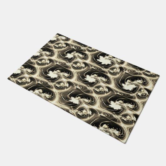 Spannende Fraktal-Verbindung von hellen beigen Str Fußmatte (Schrägansicht)