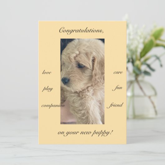 Spannung, Freude & Spaß, neue Welpe, flach Karte (Stehend Vorderseite)