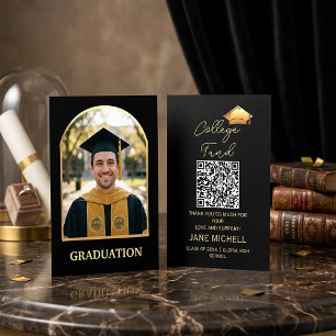 Sparbuch fürs College Black & Gold Abschlusskarte Visitenkarte