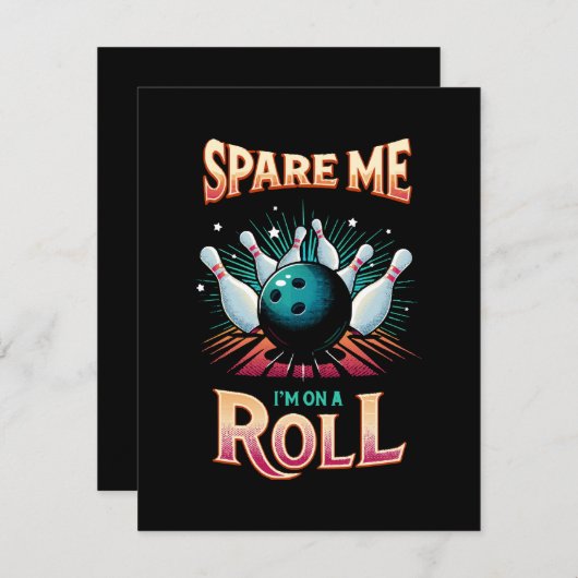 Spare me on a Roll - Bowling Begleitkarte (Vorne/Hinten)