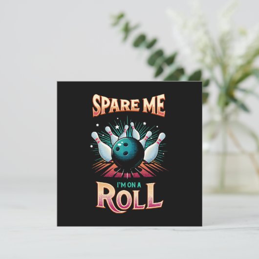 Spare me on a Roll - Bowling Einladung (Stehend Vorderseite)