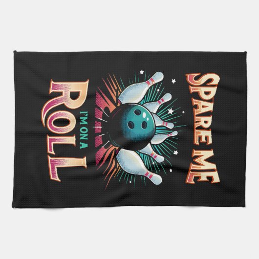 Spare me on a Roll - Bowling Geschirrtuch (Horizontal)