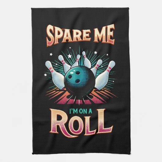 Spare me on a Roll - Bowling Geschirrtuch (Vertikal)