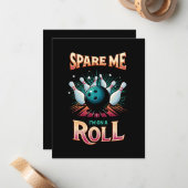 Spare me on a Roll - Bowling Mitteilungskarte (Vorderseite/Rückseite Beispiel)