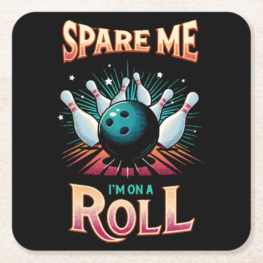Spare me on a Roll - Bowling Rechteckiger Pappuntersetzer (Vorderseite)