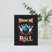 Spare me on a Roll - Bowling RSVP Karte (Stehend Vorderseite)