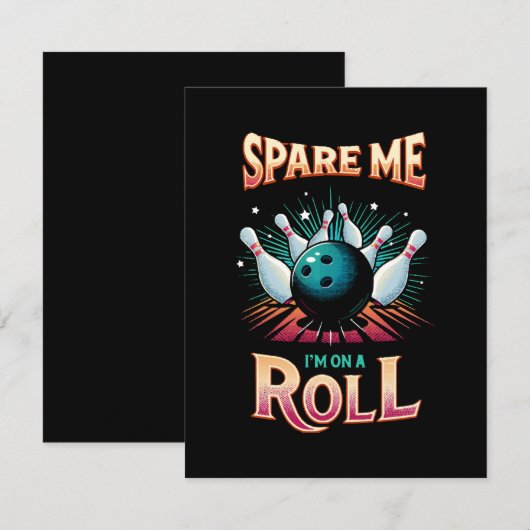 Spare me on a Roll - Bowling RSVP Karte (Vorne/Hinten)