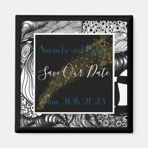 Sparen Sie unser Datum modern elegantes Schwarz We Magnet