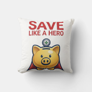 Sparen wie ein Held – Super Sparschwein Kissen