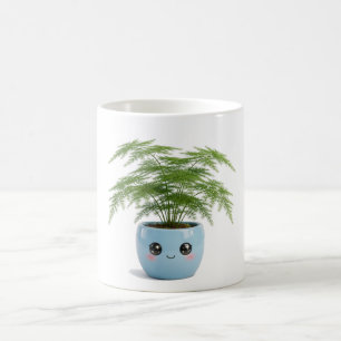 Spargel-Farn Kawaii Zimmerpflanze Tasse