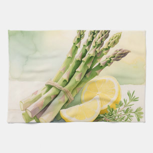 Spargel-Zitrone-Aquarell Geschirrtuch