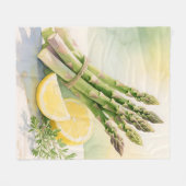 Spargel-Zitronen-Aquarell Fleecedecke (Vorderseite (Horizontal))
