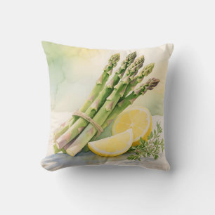 Spargel-Zitronen-Aquarell Kissen
