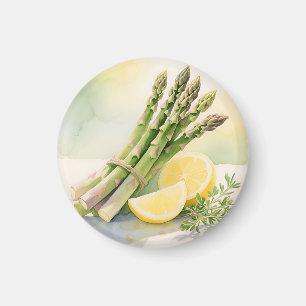 Spargel-Zitronen-Aquarell Magnet
