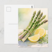 Spargel-Zitronen-Aquarell Postkarte (Vorne/Hinten)