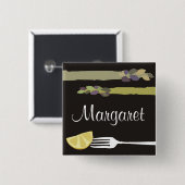 Spargelgabelzitronenkulinarisches Button (Vorne & Hinten)