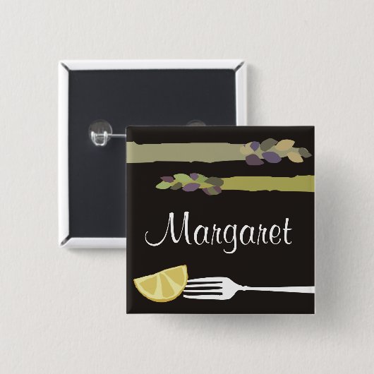Spargelgabelzitronenkulinarisches Button (Vorne & Hinten)
