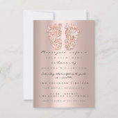 Spark Crystals Tropfen Rose Gold Baby Shower Feet Einladung (Vorderseite)