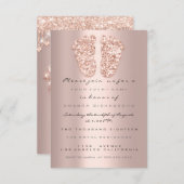Spark Crystals Tropfen Rose Gold Baby Shower Feet Einladung (Vorne/Hinten)
