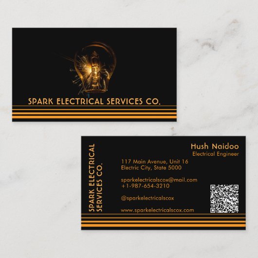 Spark Electrical, Bulb Business Card Visitenkarte (Vorne/Hinten)