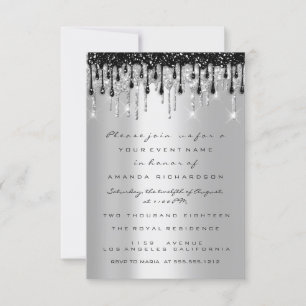 Spark Glitter Silber Schwarz Tropfen Braut Sweet 1 Einladung