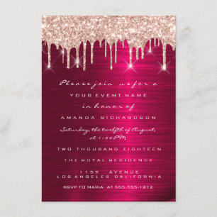 Spark Glitter Tropfen Rose Rot Marsala Braut 16. Einladung