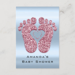 Spark Glitzer Baby Dusche Feet Rose Rosa Blau VIP Einladung
