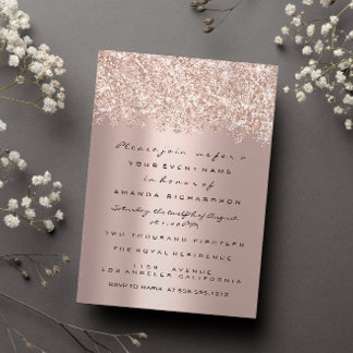 Spark Glitzer Confett Rose Gold Bridal Sweet 16. Einladung