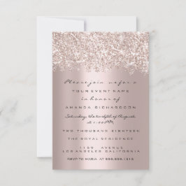 Spark Glitzer Confetti Gray Rose Bridal Sweet 16. Einladung