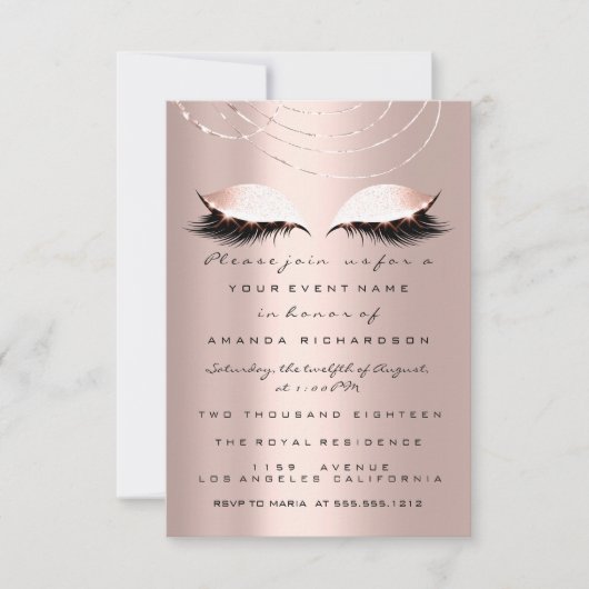 Spark Glitzer Eyes Rose Gold Bridal Sweet 16. Einladung (Vorderseite)